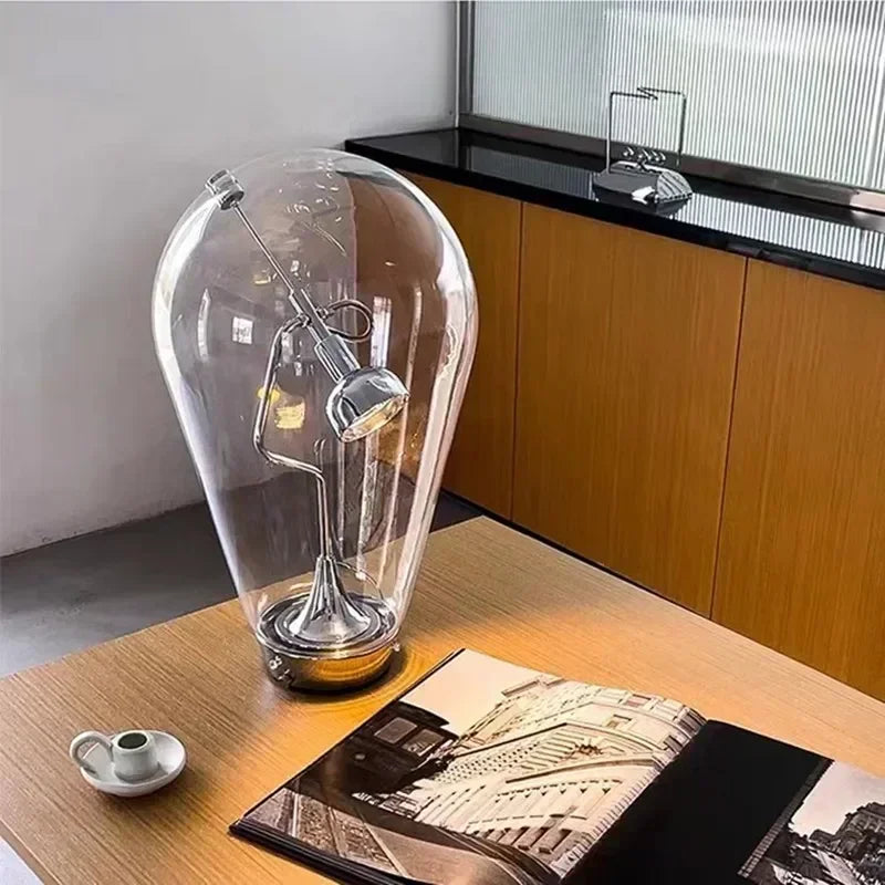 lampe table moderne led verre transparent argentée vintage chambre coucher étude