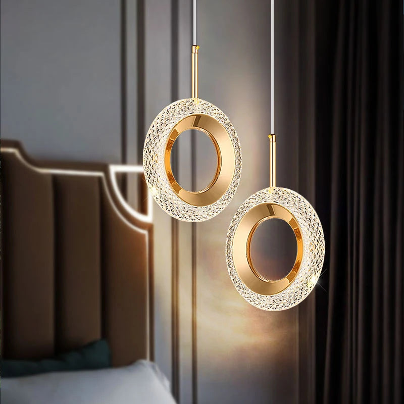 luminaire suspension moderne cristal blanc or diamant intérieur salon chambre lustre élégant luxe