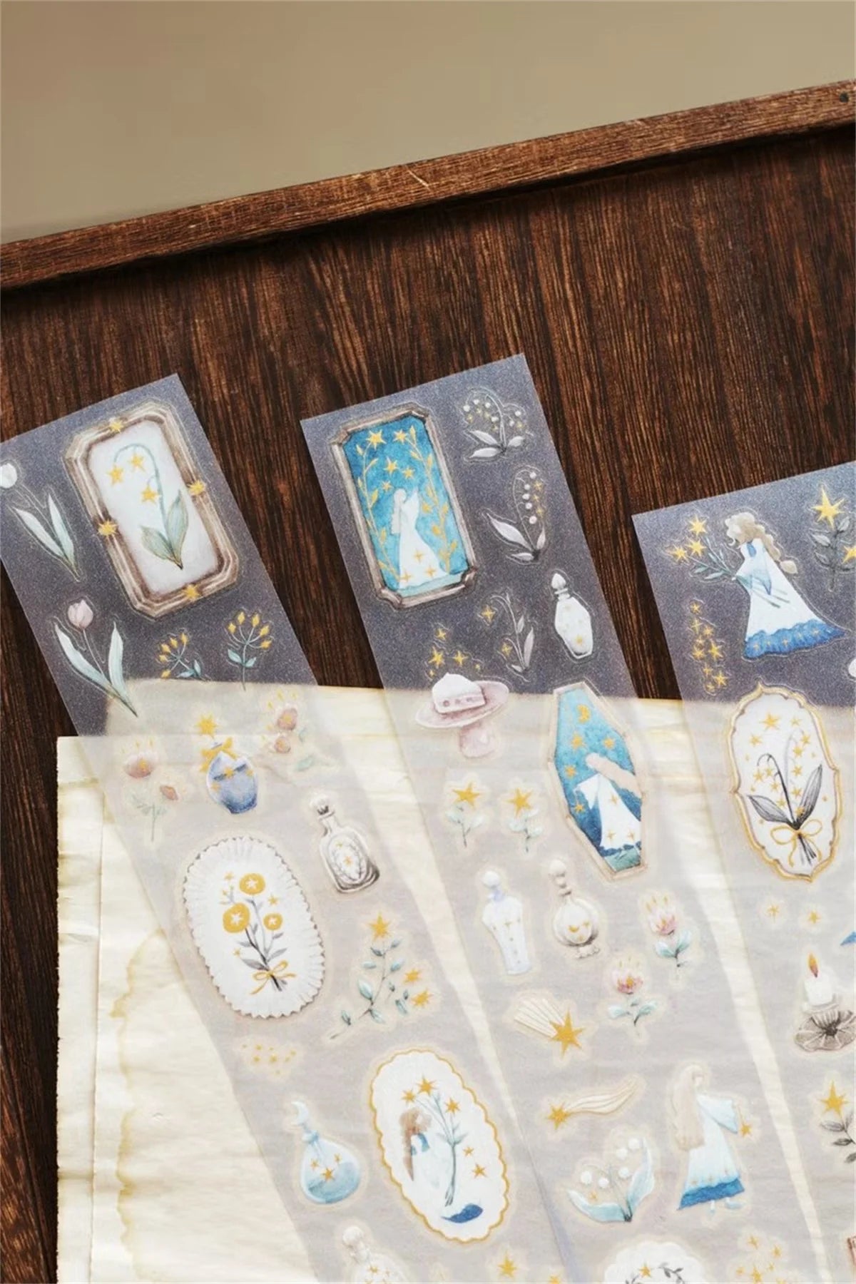 rubans washi autocollants semi transparents floral vintage romantique étoiles motifs géométriques