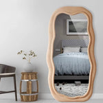 grand miroir vertical moderne cadre bois tissu velours salon chambre