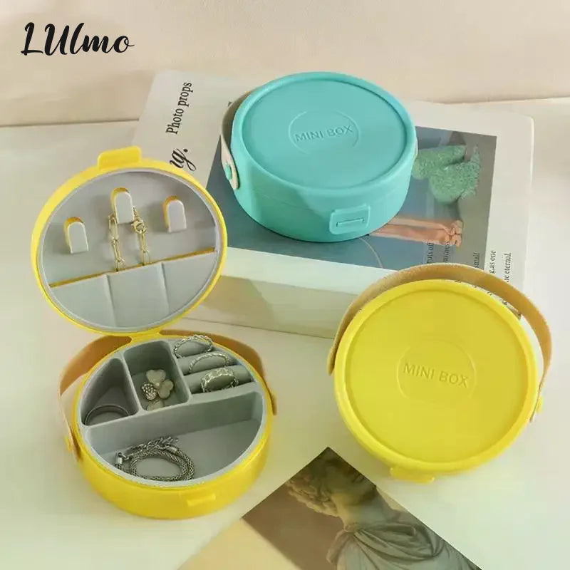 boîte bijoux portable moderne jaune bleu rose pratique clips chaînes boucles d'oreilles plastique lisse