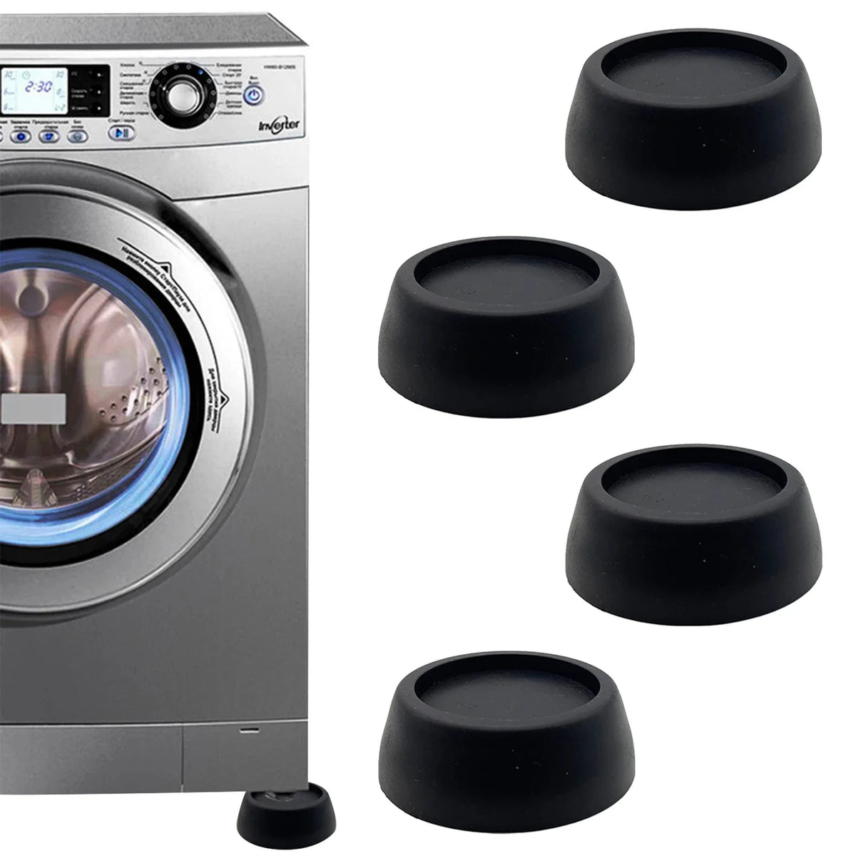 pieds anti vibration caoutchouc anti bruit antislip protecteur meuble noir rond adhésif moderne accessorise