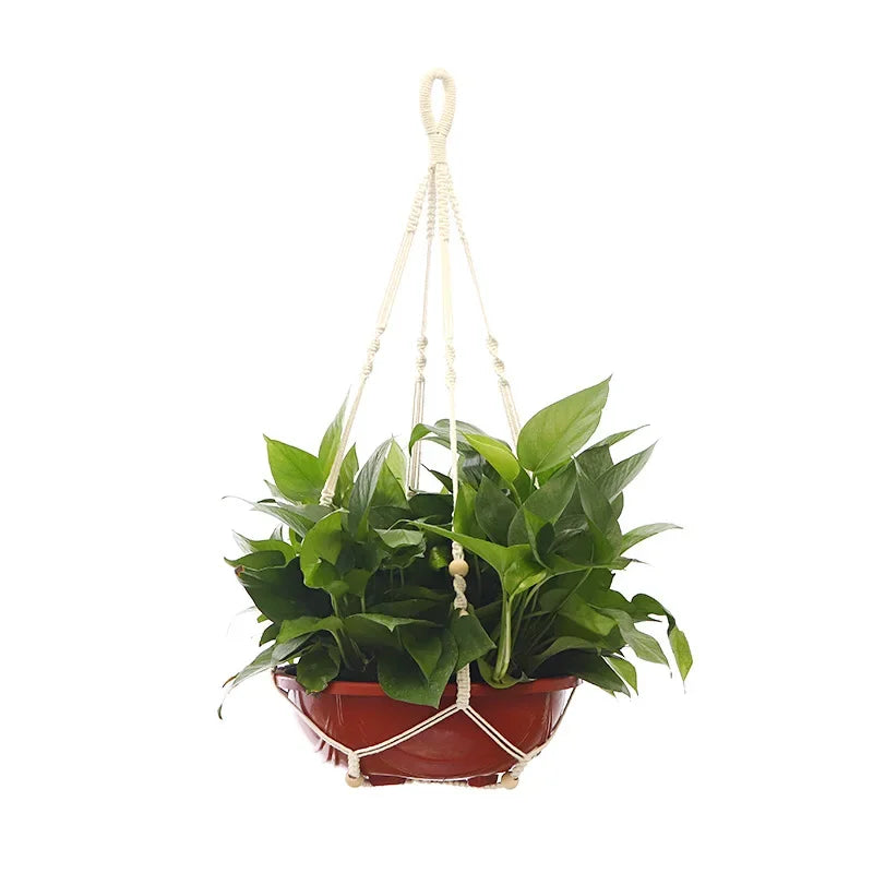 support plante suspendue macramé blanc cassé boho pot fleurs décoration balcon intérieur jardin