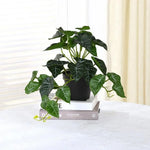 plante artificielle feuilles vertes moderne pot rouge extérieur intérieur décoration