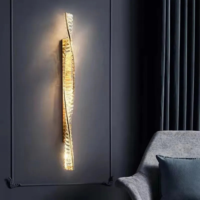 lampe murale moderne or blanc cassé cristal translucide dimmable luxueux