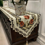 nappe décorative brodée motifs floraux semi transparente vintage mariage festives