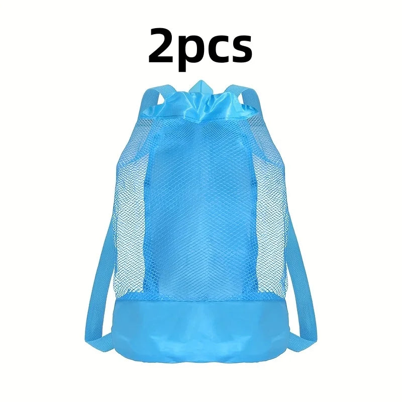 sac dos réutilisable polyestère maille rose bleu vert clair moderne fermeture éclair poche cordon