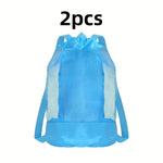 sac dos réutilisable polyestère maille rose bleu vert clair moderne fermeture éclair poche cordon