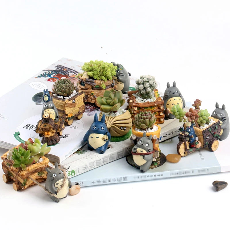 pots fleurs résine dessin animé succulentes cache plantes motifs animaux créatif orange gris vert