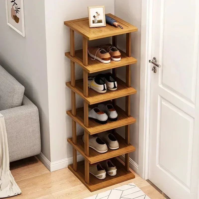 étagère chaussures bois naturel moderne étages rangement porte maison