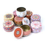 boîtes rondes métal multicolores motifs floraux géométriques boho chic décoration maison