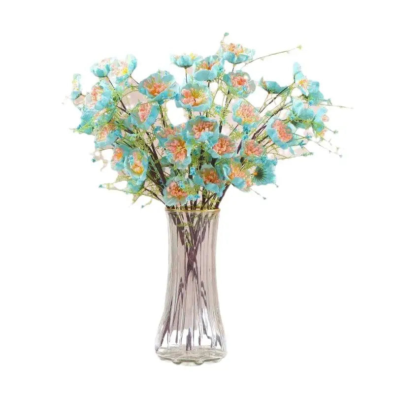 bouquet fleurs artificielles rose blanc bleu moderne élégant vase transparent décoration intérieure anniversaire mariage