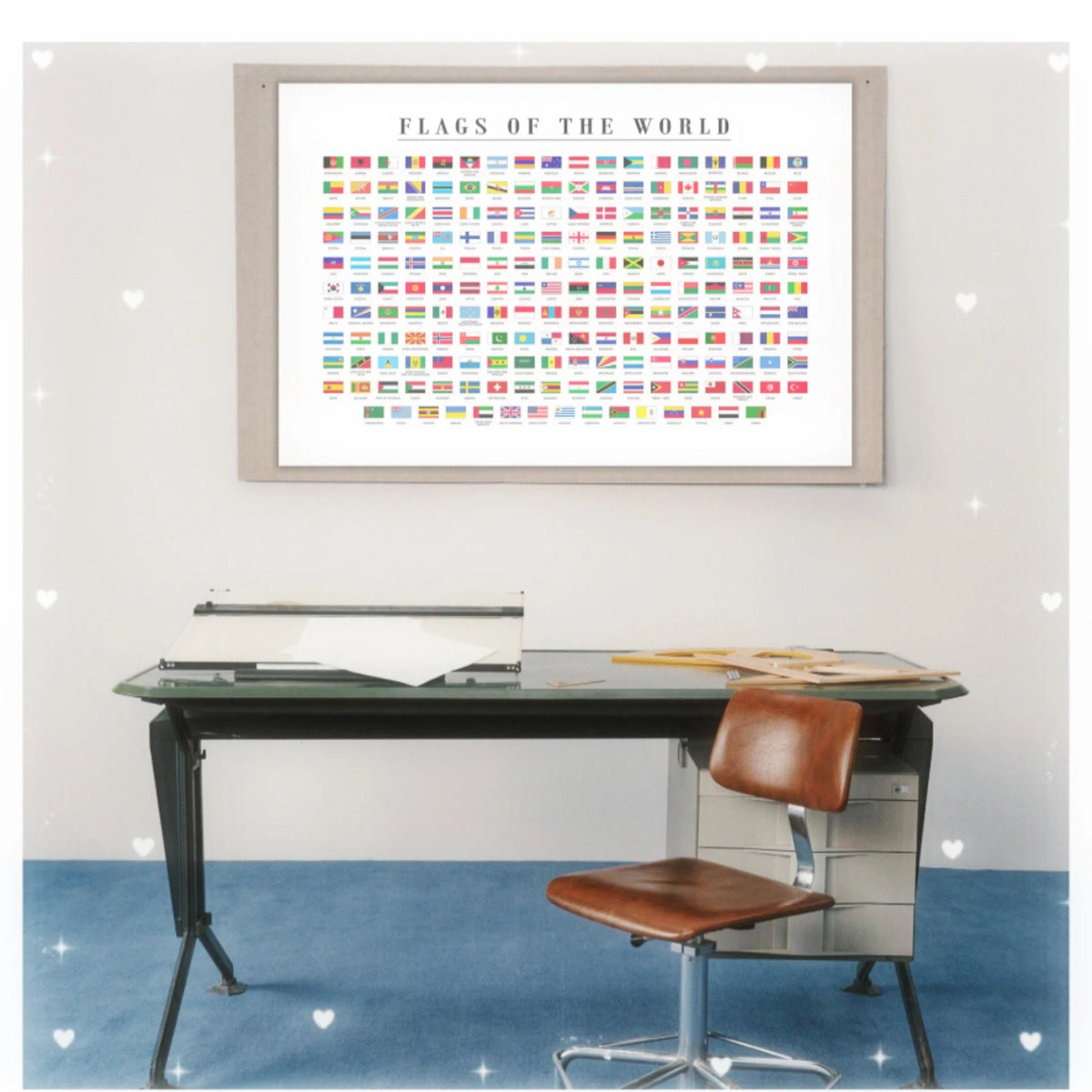 affiche drapeaux monde moderne sans cadre toile multicolore internationale décoration murale chambre salonécole bibliothèque