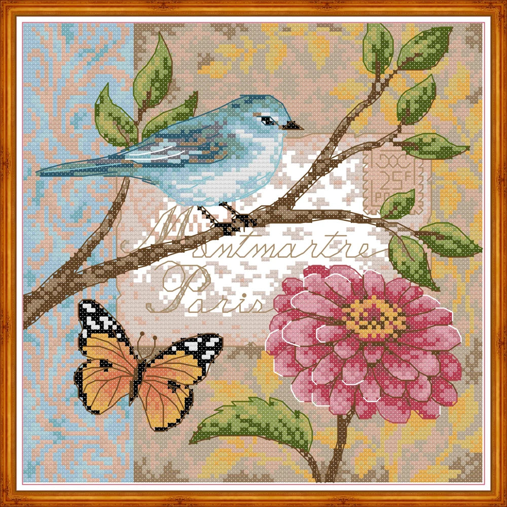 broderie point croix oiseau fleurs motifs animaux pastorales peinture coton instructions fil aiguilles artisanal