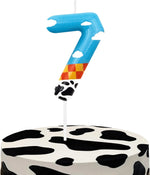 bougies numérotées anniversaire dessin animé motif animalier vache nuages carreaux