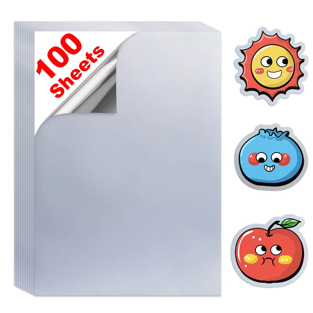 sticker adhésif transparent imprimable illustratif cartoon animaux planètes astronautes vinyle A4 210x297mm