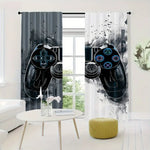 rideau moderne manette jeu gris noir blanc motif abstrait translucide polyester chambre jeu