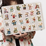 stickers ours dessin animé waterproof beige marron bleu vert rouge noir blanc illustrations enfants