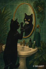 tableau decoratif chat noir salle bain deco humoristique ecofriendly fade resistant glossy canvas erotique