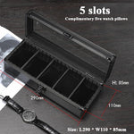 boîte montres moderne noire alliage métal rayures droites coussins cadenas fentes rangement affichage