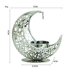 support bougie forme croissant lune argent doré noir ornements ajourés motifs géométriques artisanal décoration
