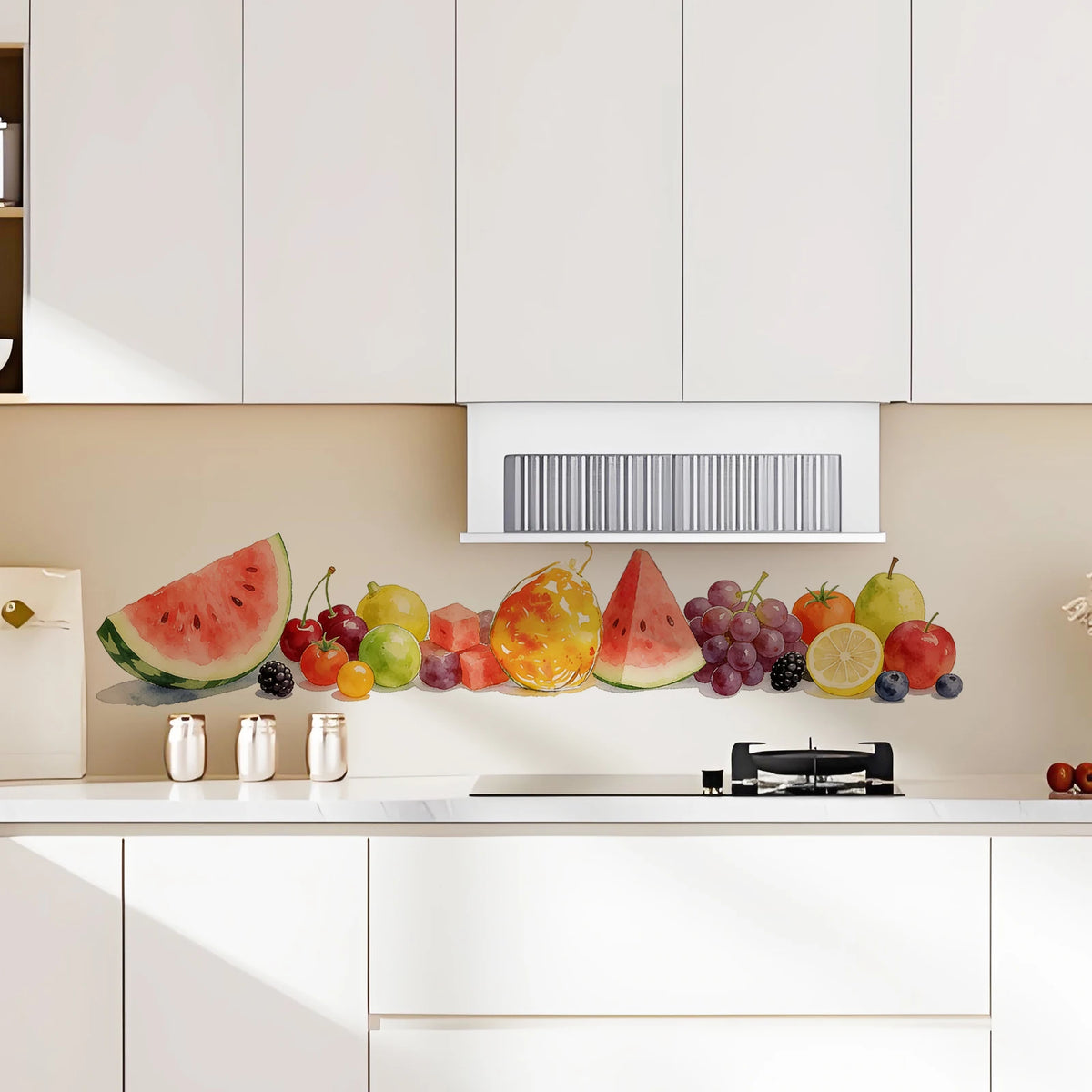 autocollant mural fruits été multicolore pastèque raisins adhésif vinyle résistant eau nature morte réaliste