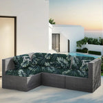 canapé d'angle extérieur housses polyester feuilles tropicales gris moderne printemps été lavable