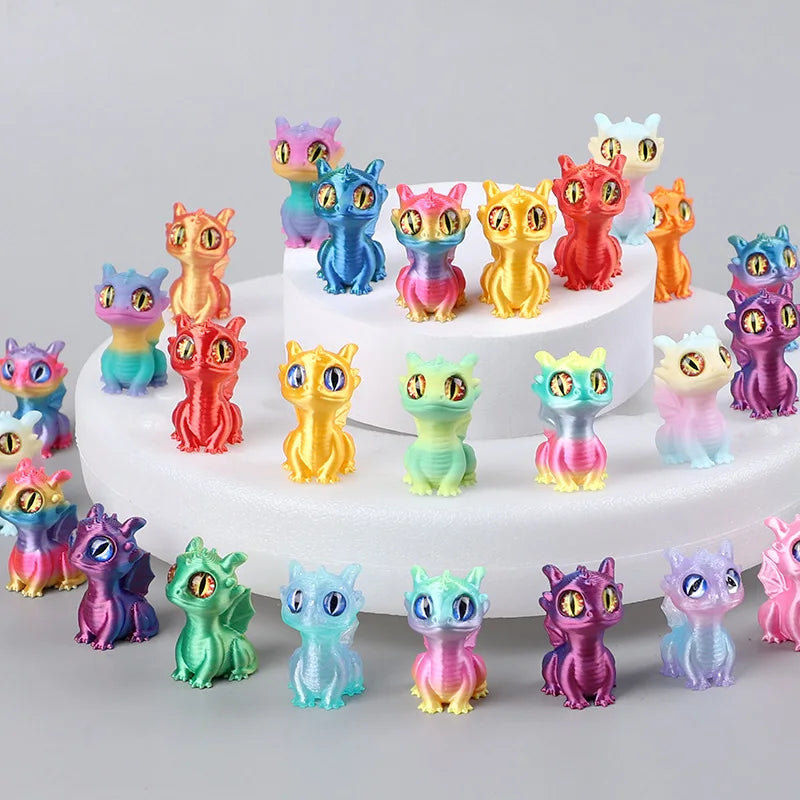 ornements fête anniversaire enfants figurines dragons miniatures multicolores effet 3D decoration table noel fantastique