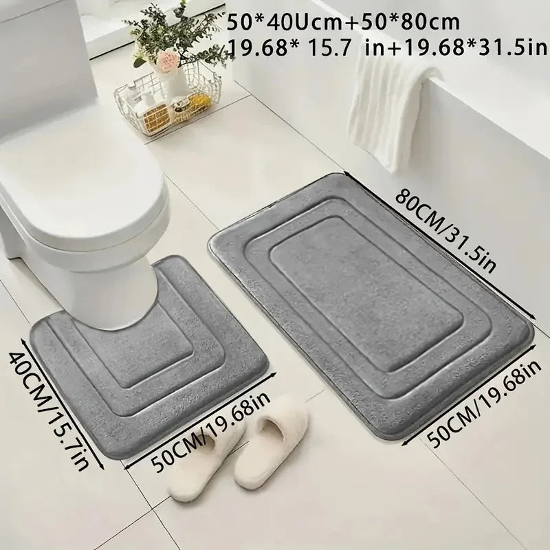 tapis bain doux gris noir marron beige bleu moderne simple salon salle bain deux