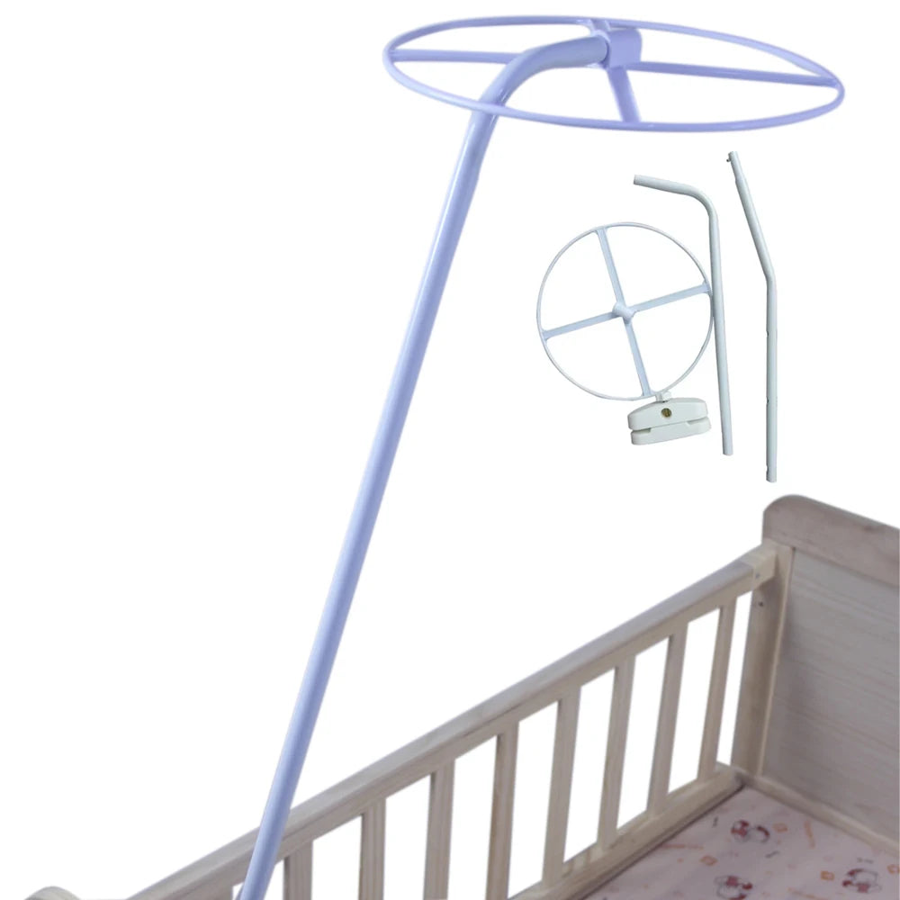 support moustiquaire bébé violet blanc simple minimaliste fixe lit bras rayonnants transparent