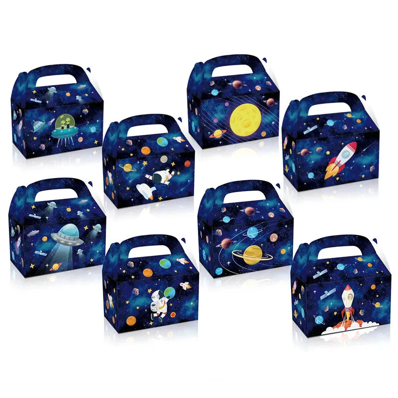 boîtes bonbons système solaire planètes astronautes sacs cadeaux enfants anniversaire noël mariage illustration