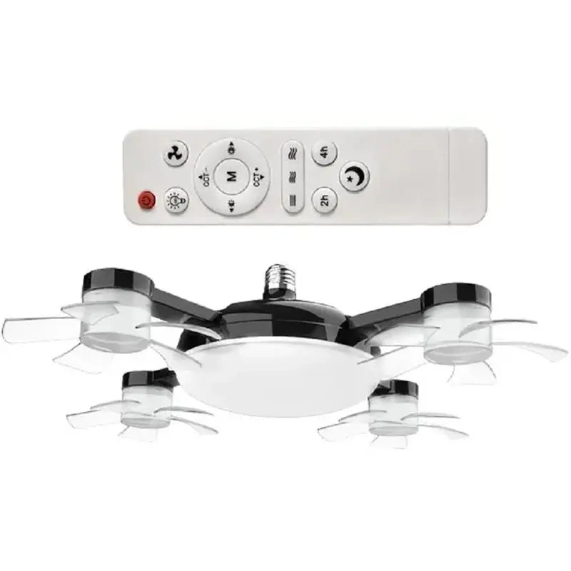 ventilateur lumiere led blanc noir moderne télécommande pales ab