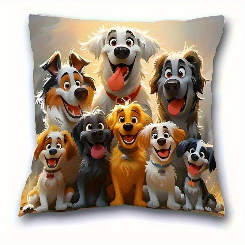 taies d'oreiller animaux imprimées tigres chats chiens orange noir blanc vert polyester peachskin 45x45cm