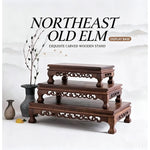 support d'affichage bois sculpté classique pied table vintage marron foncé motifs naturels