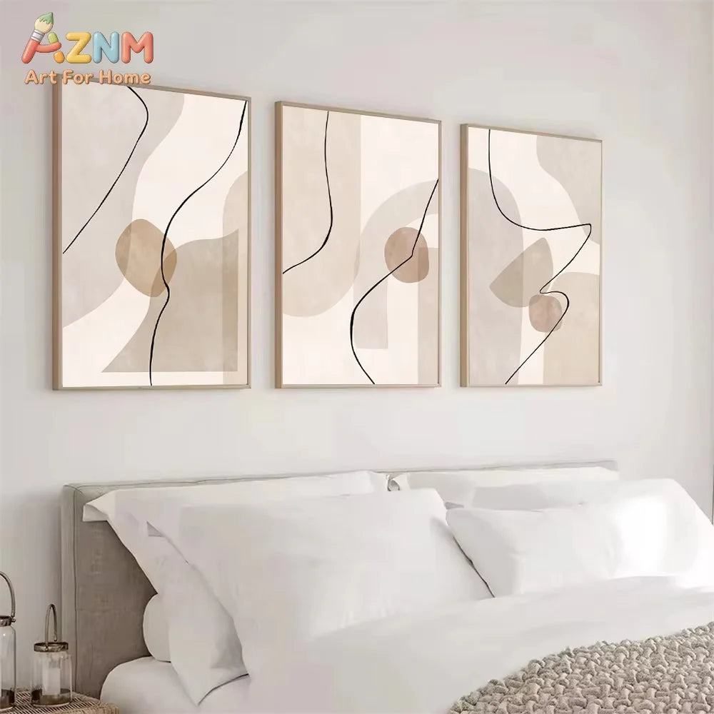 tableau abstrait géométrique moderne toile beige noir blanc minimalisteintérieur decoration20x30cm40x60cm