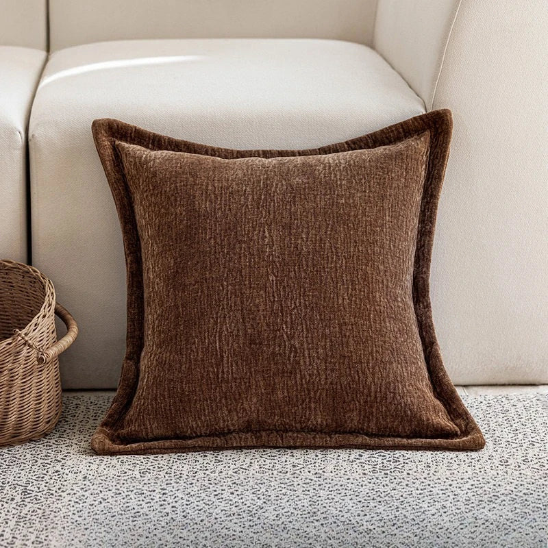 housse coussin géométrique polyester texture douce nordique moderne marron clair beige foncé