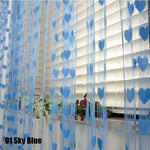 rideau decoratif franges coeurs motifs romantique translucide salon chambre moderne