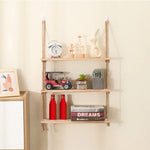 étagère suspendue bois naturel rustique boho chic corde nouée salle bain chambre