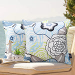 housses coussin imperméables motif floral moderne adhésif bleu violet jaune blanc
