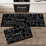 tapis cuisine noir motifs graphiques anti dérapant moderne 40x60cm 50x80cm