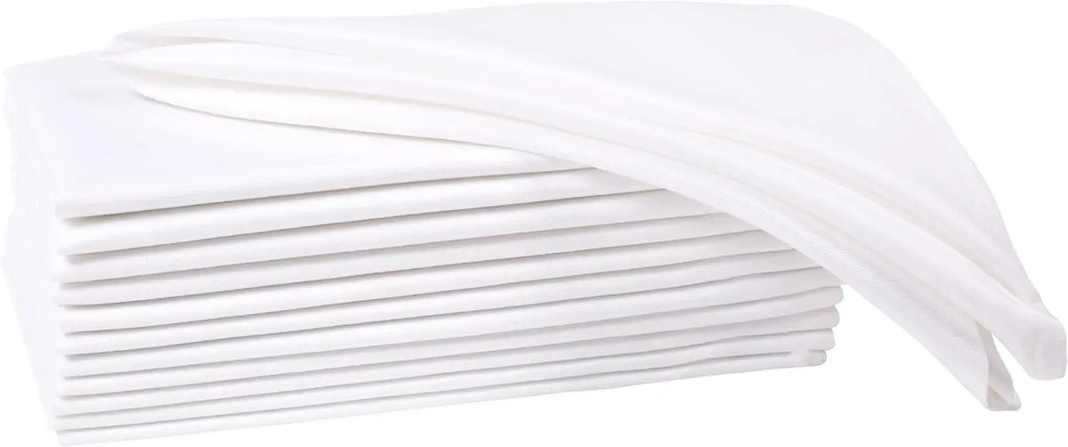 serviettes table coton blancs rayures verticales clips dorés classiques absorbantes 45x45cm usage maison événements