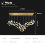lampe suspendue contemporaine élégante dorée feuilles stylisées lumière blanche translucide 3000k 4000k 6000k