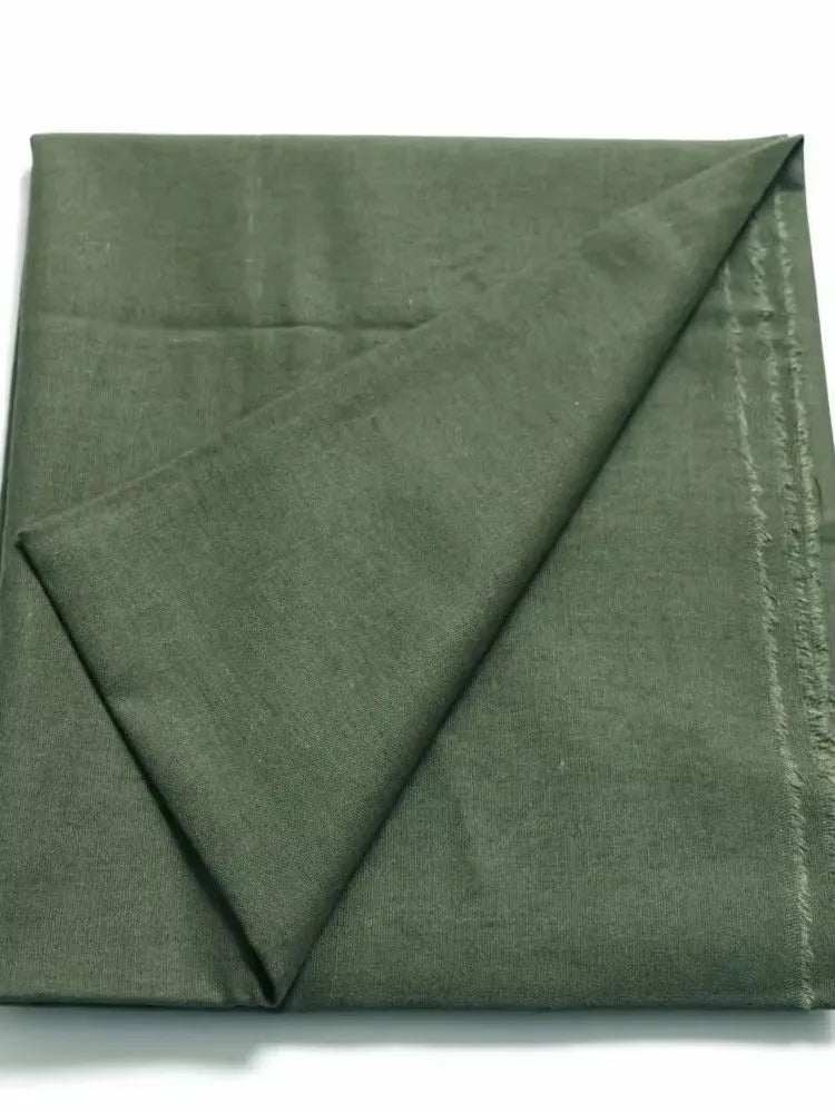 tissu lin coton vert olive uni 140cm large antimicrobien controle odeurs bricolage popeline biologique