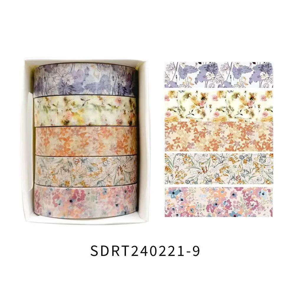 ruban adhésif décoratif multicolore fleurs papillons vintage floral boîte inclusion adhésif mignon étudiant cadeau
