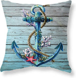 taies d'oreiller motif marin ancre coraux bleu clair décoratives maison 40x40 45x45 cm