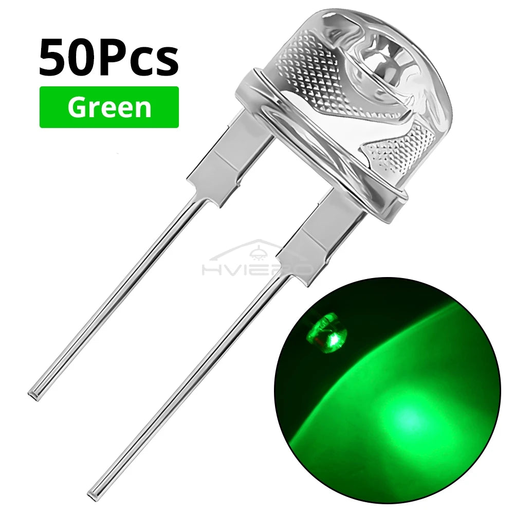 diodes led bleu vert rouge jaune blanc moderne transparents 8mm 50pcs