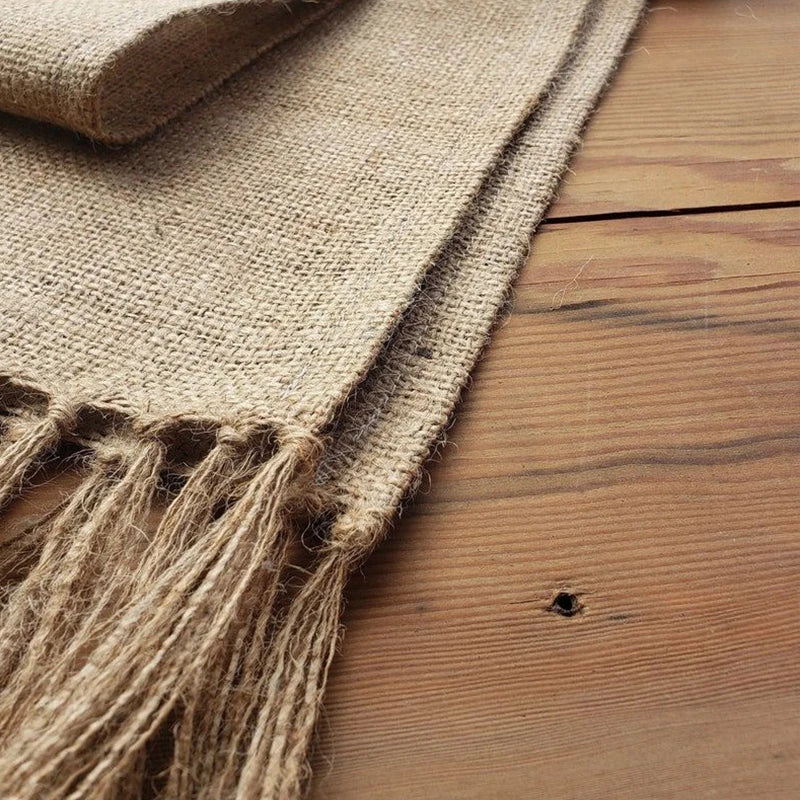 serviette table jute beige rustique franges decoration table mariage hiver automne valentin salopes salopes
