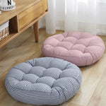 coussin rond rayures bleu marine blanc moderne 42cm 47cm 55cm épais massage polyester