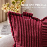 housse coussin velours rayé rouge vert blanc moderne 24x24 pouces zipper cuisine noel