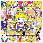 stickers anime sailor moon personnages kawaii stickers dessin animé jaune bleu rose blanc imperméables